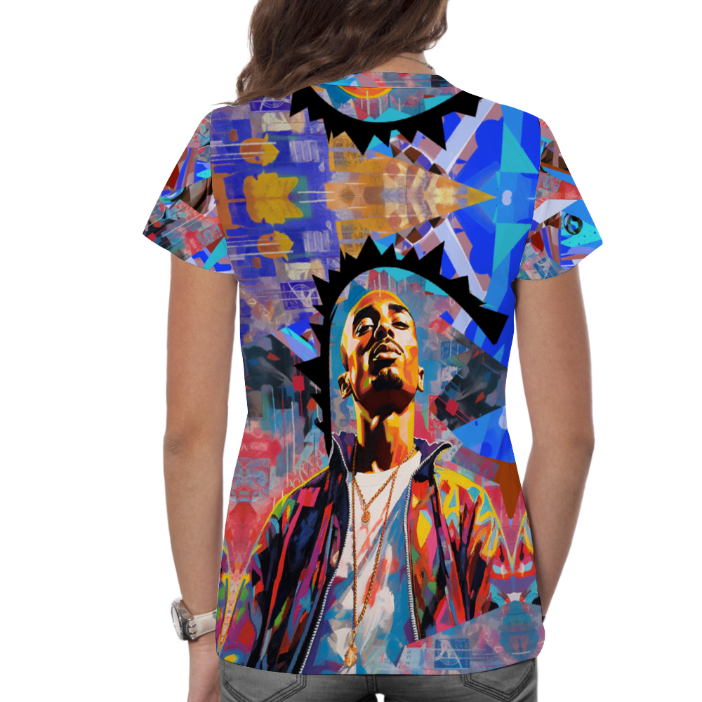 All Eyes on Me Shakur Dedication Shirts Short Sleeve V-neck T-Shirt