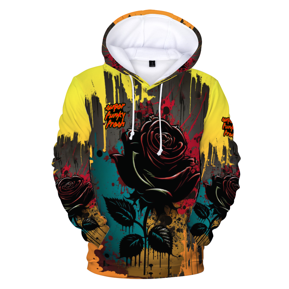 Graffiti Rose, All Over Print Plush Hoodies with Pockets