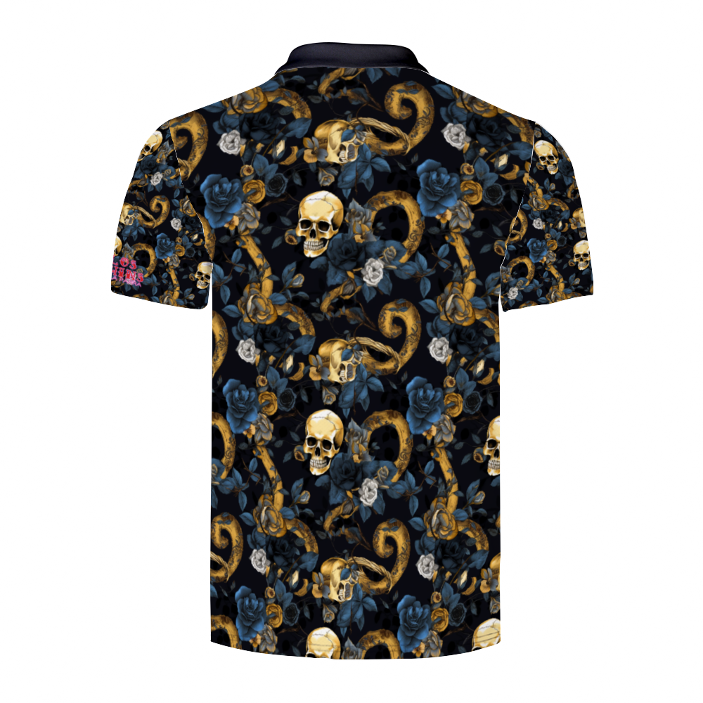Midnight Blue Skull Shirts Men's Classic Polo Shirt Tees