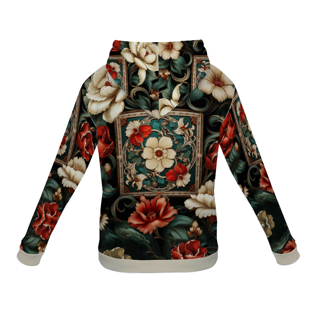 Floral DeLa Parra Mortiff All Over Print Plush Hoodies with Pockets