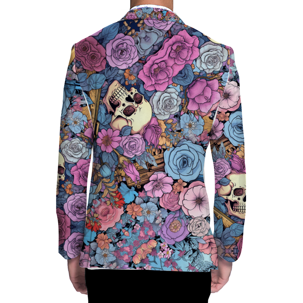 Skulls and Flowers Casual Suit Blazer Coat Fashion Light Coat
