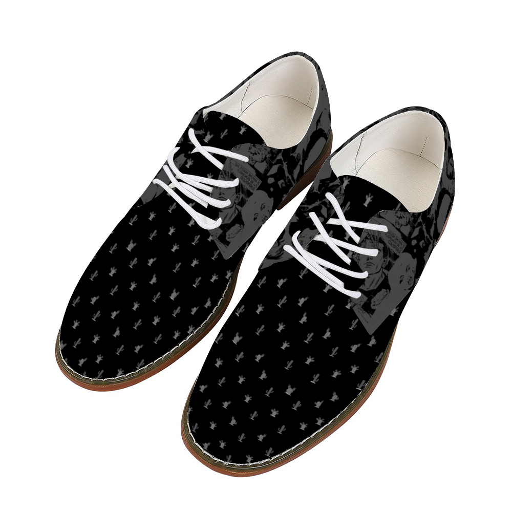 Vegan Leather Men's Poster Art with Cactus Dots Business Casual Shoes