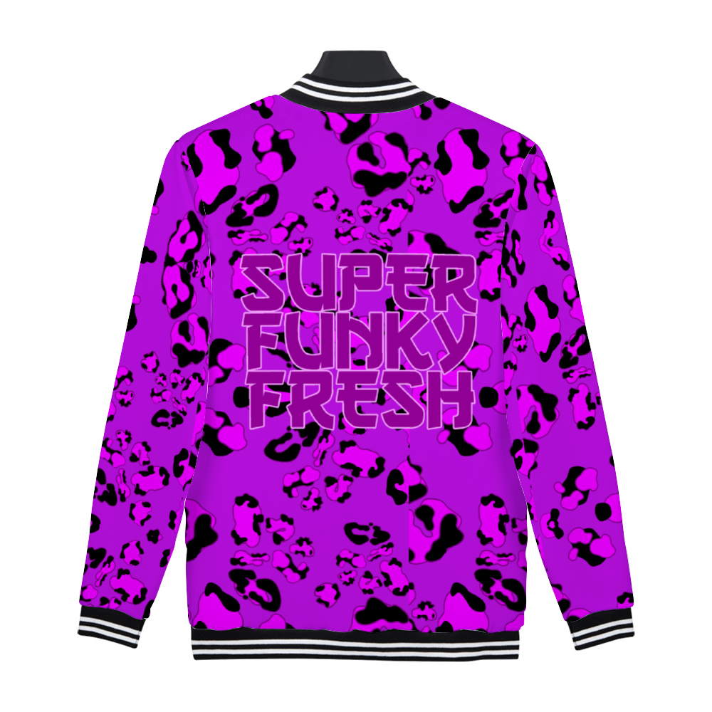Purple Cheetah Thin Coat Japanese Terry Button Jacket