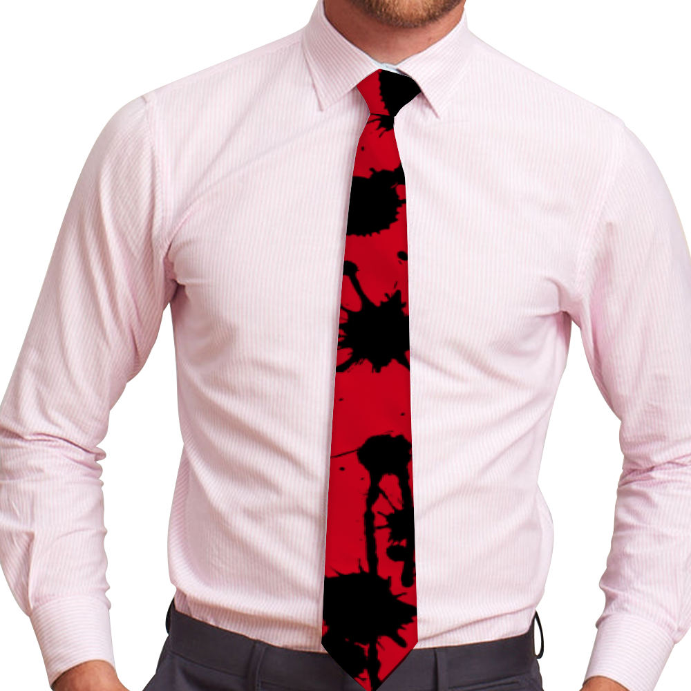 Black Paint Drip on Red Men's Classic Tie