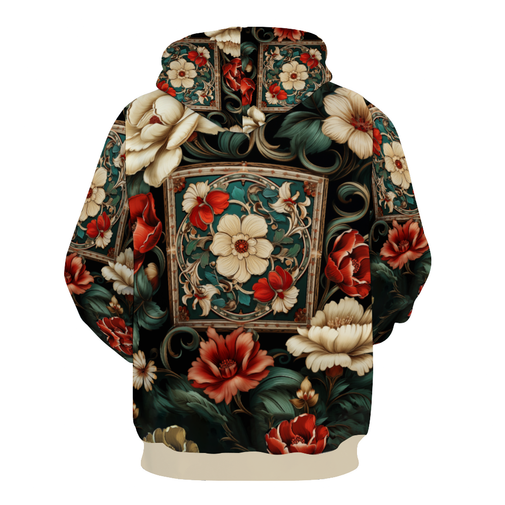 Floral DeLa Parra Mortiff All Over Print Plush Hoodies with Pockets