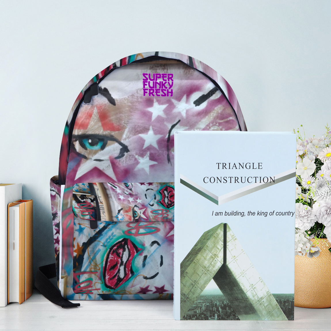 Love Letters Zippered Travel Backpack 14" x 18" x 4" Schoolbag