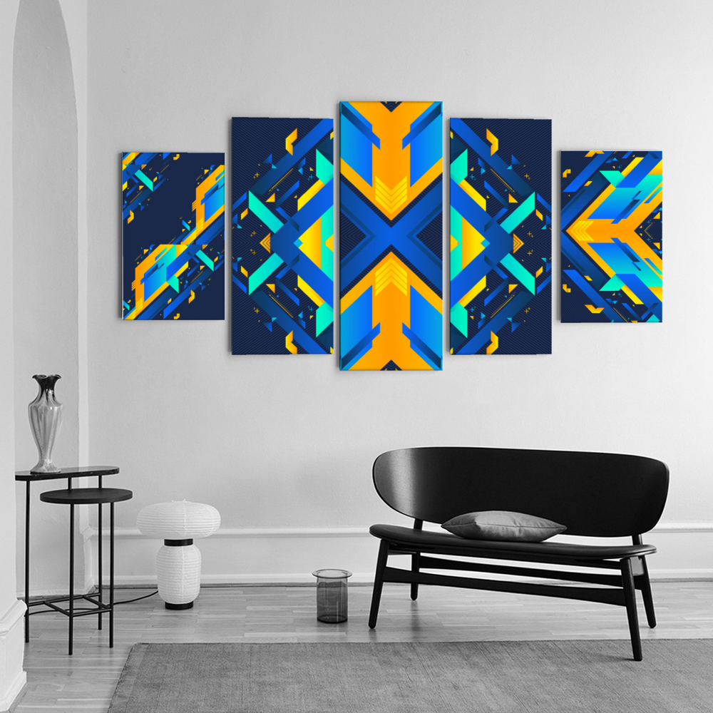 Super Funky Fresh Fractules Frameless Canvas Painting Five Paintings as a Group