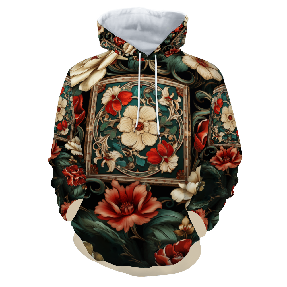 Floral DeLa Parra Mortiff All Over Print Plush Hoodies with Pockets