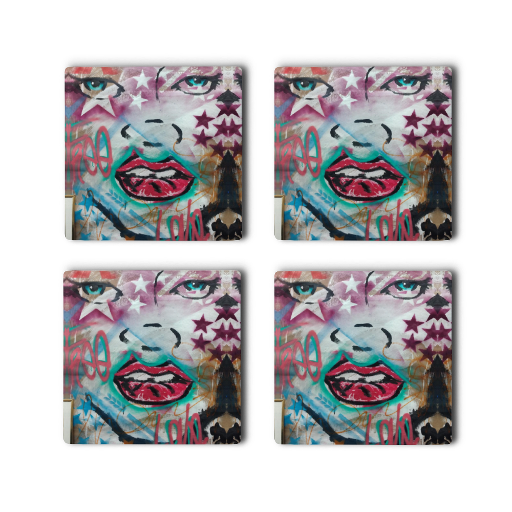4 PCS Cork Backed Ceramic Coasters for Drinks, Heat Resistant Coasters, Coffee Mug Place Mats
