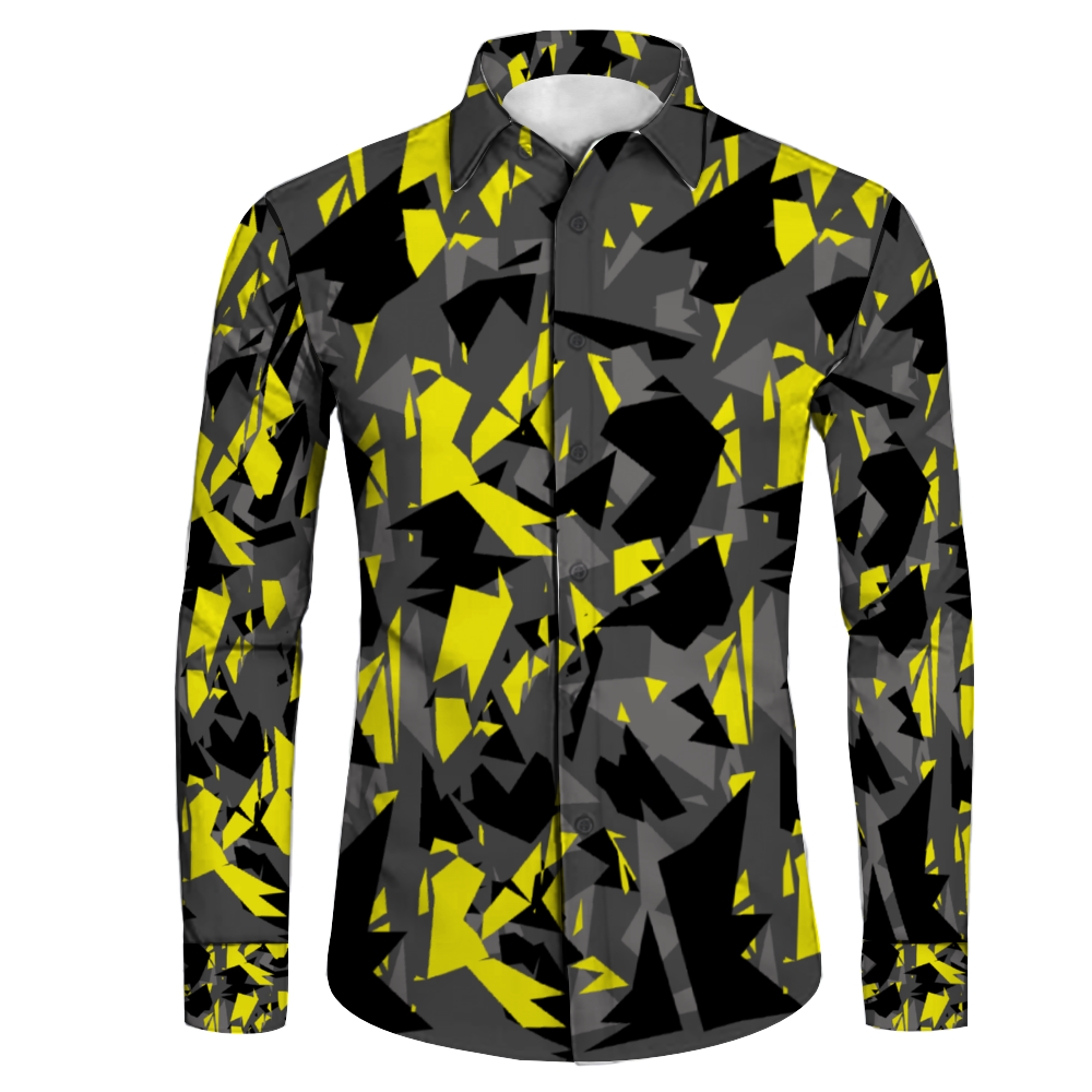 Digital Camo Men's Slim Fit Collar Long Sleeve Shirt