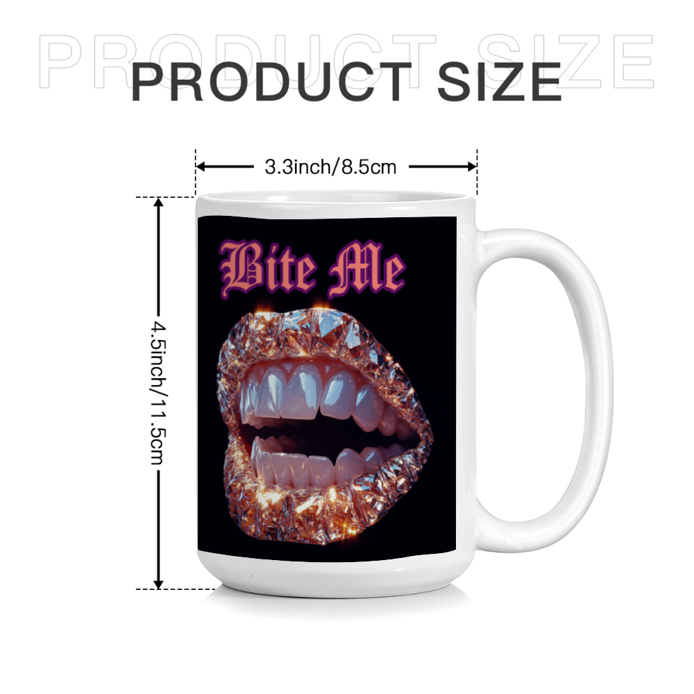 Bite Me Drinkware 15 Oz White Ceramic Coffee Mug