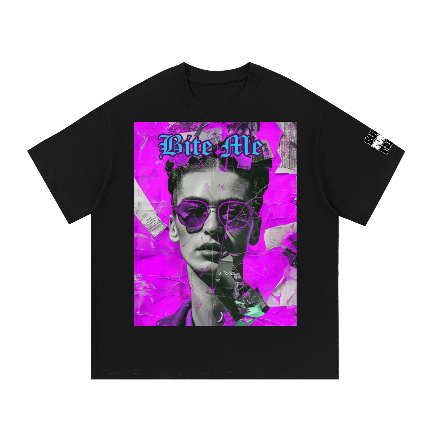 Bite Me Purple on Cotton T-Shirt