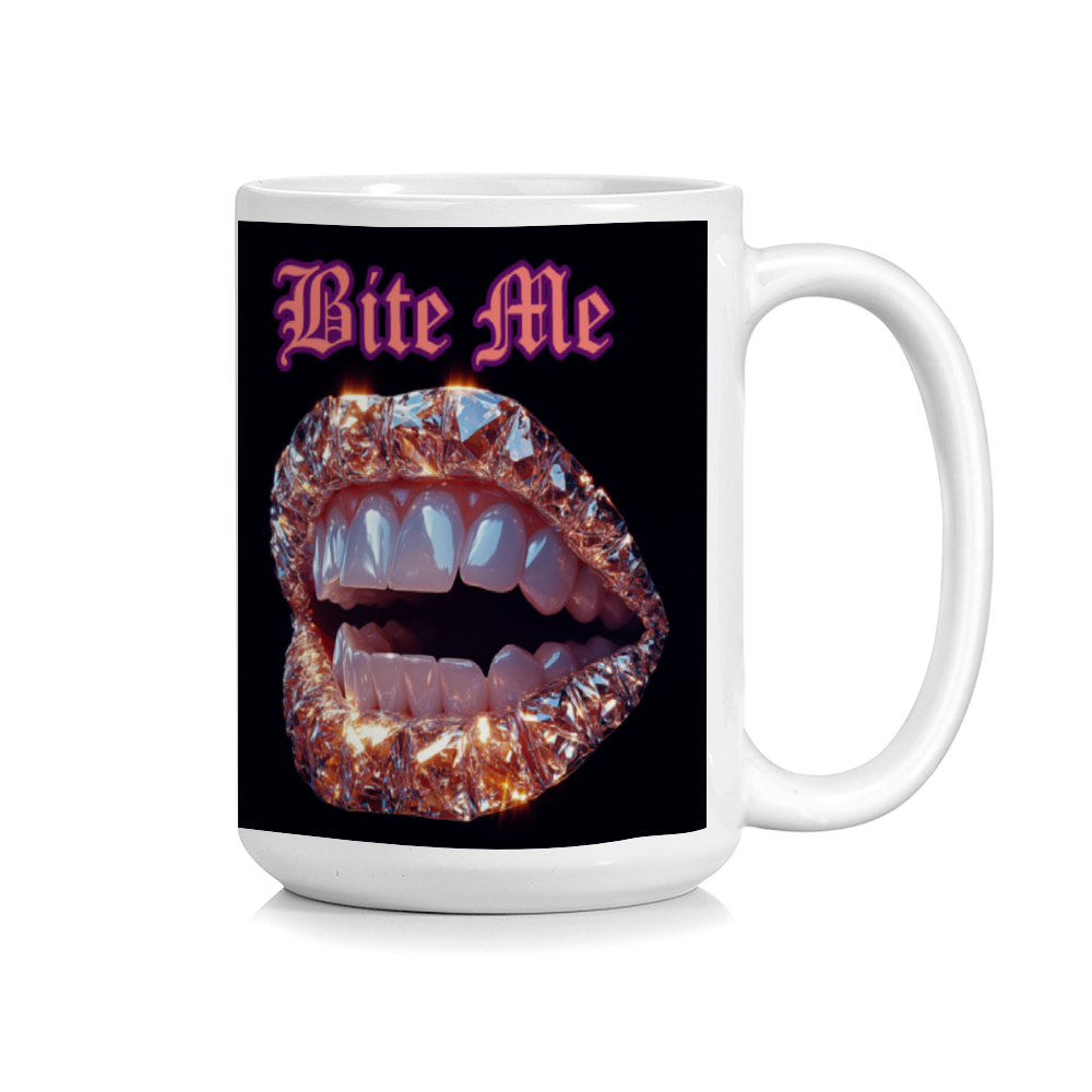 Bite Me Drinkware 15 Oz White Ceramic Coffee Mug