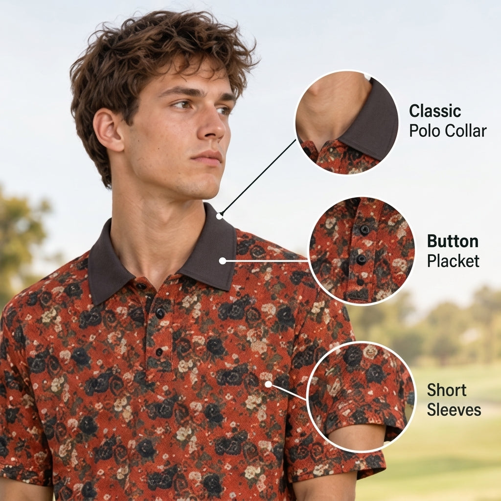 Red and Black Motorcylce Theme Two-Piece Collar Polo Shirt|Bonded Seam