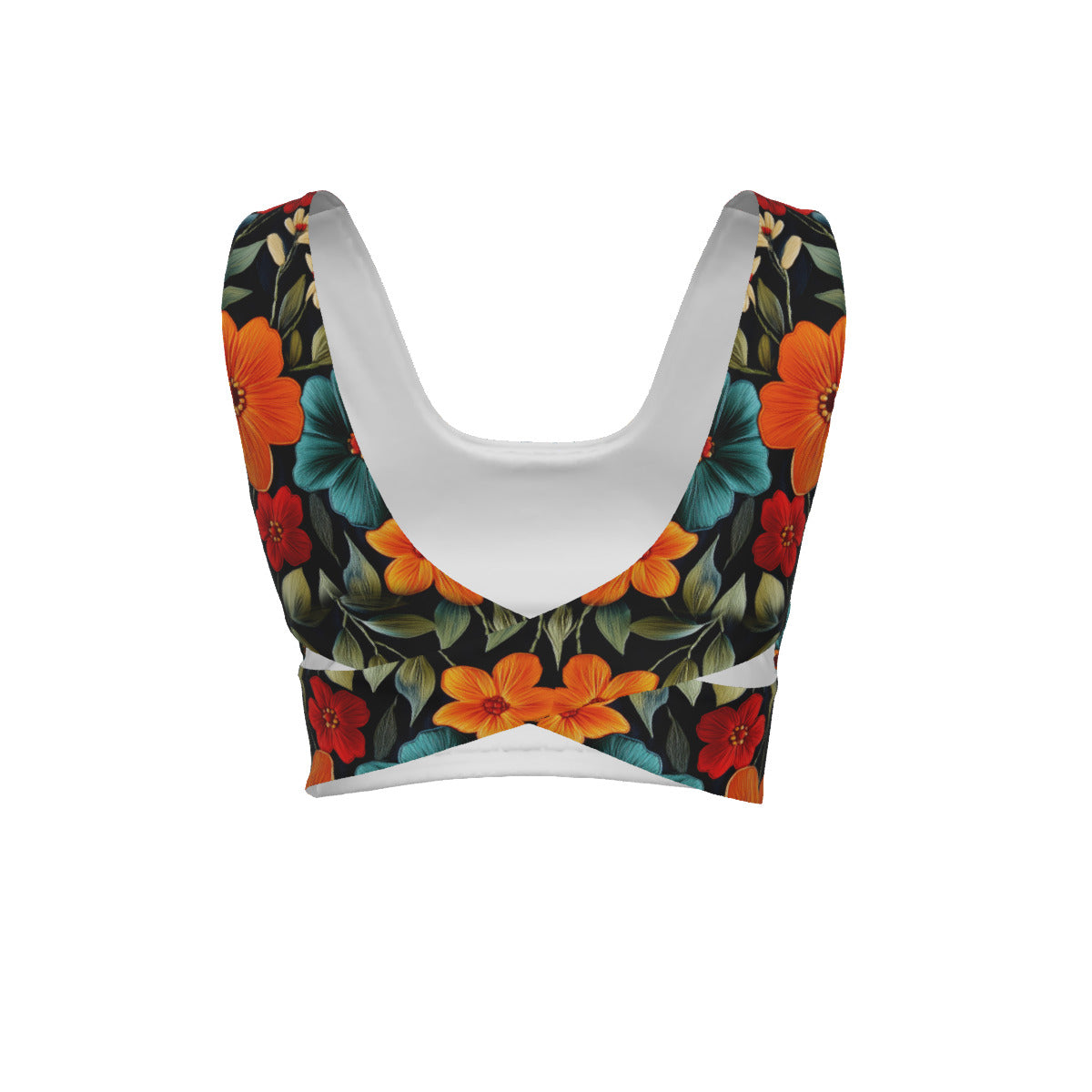 Yoga Embrodery Print, Women's Back Cross Sports Bra