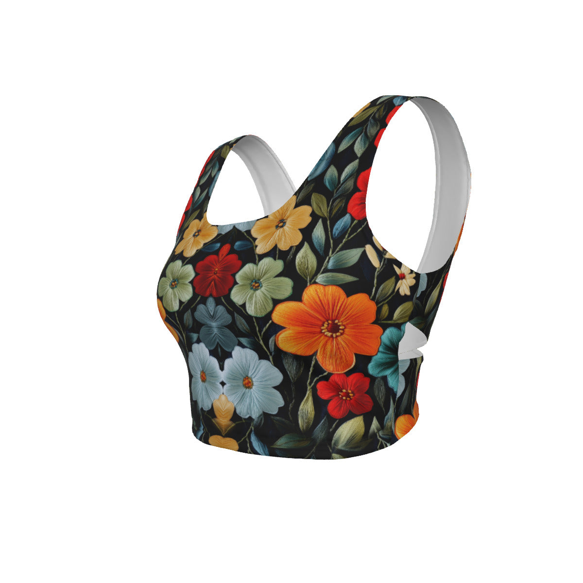 Yoga Embrodery Print, Women's Back Cross Sports Bra