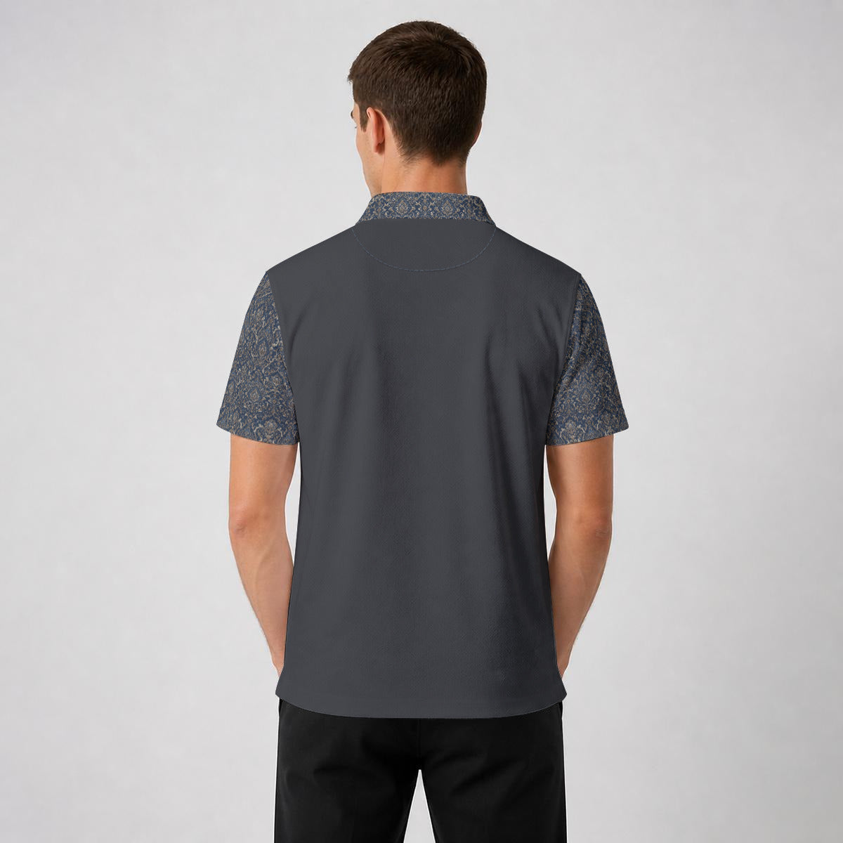 Motif Sleeve and Collar- Paisley Polo Shirt|Bonded Seam