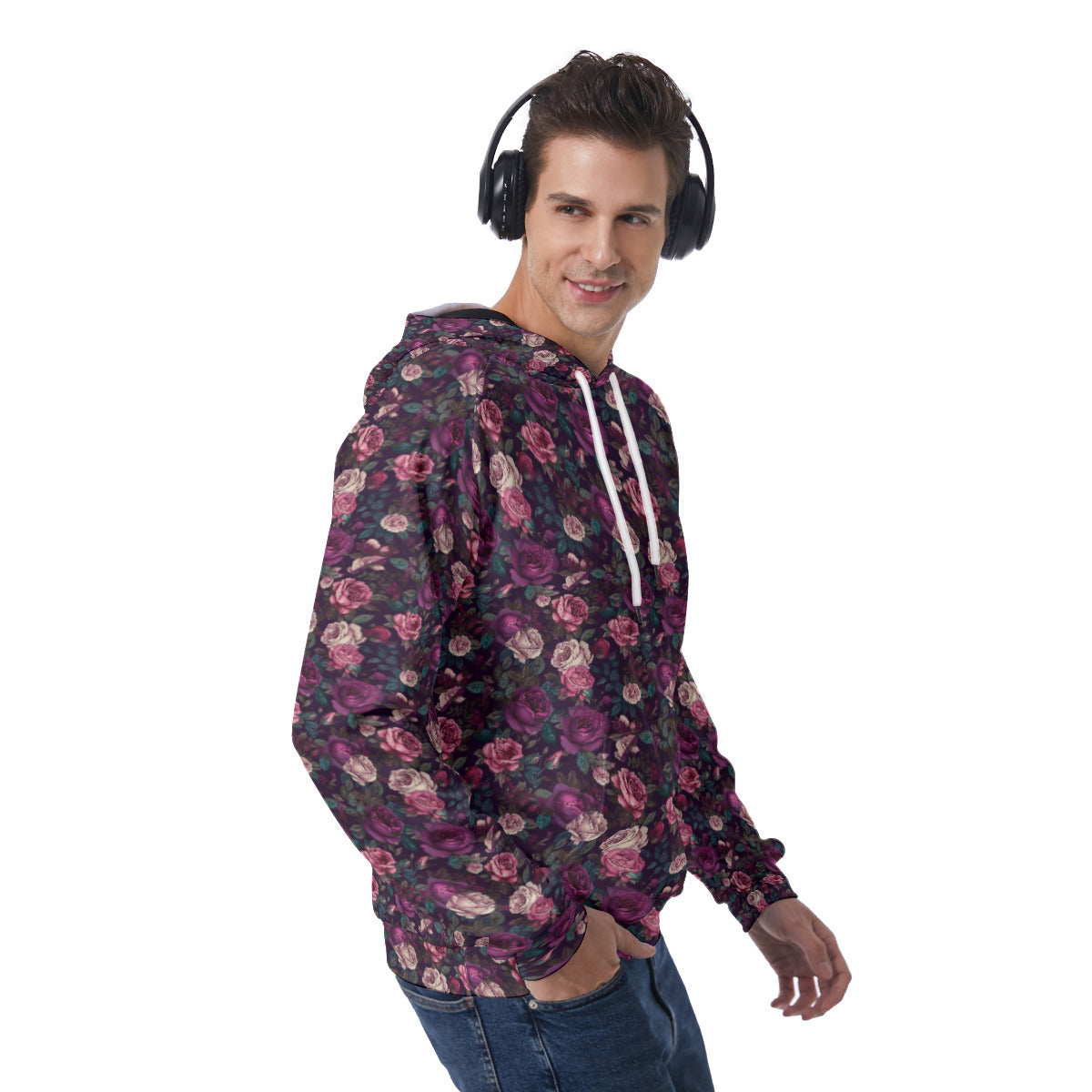 Purple and Pink Roses Pullover Hoodie