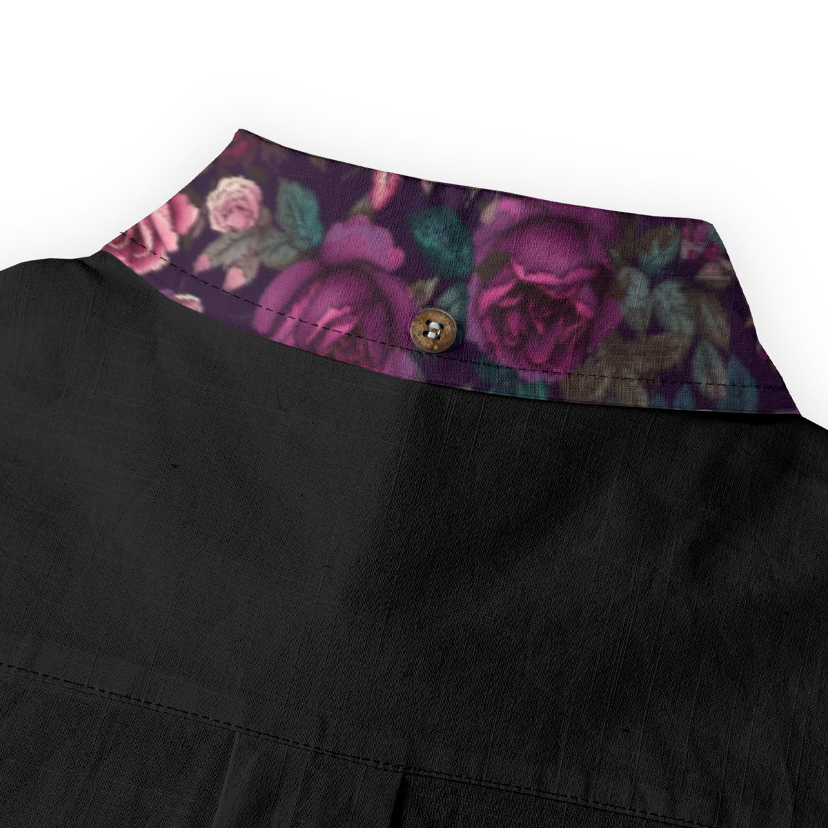 Roses are Violet Casual Lapel Long Sleeve Shirt|140GSM Slub Cotton