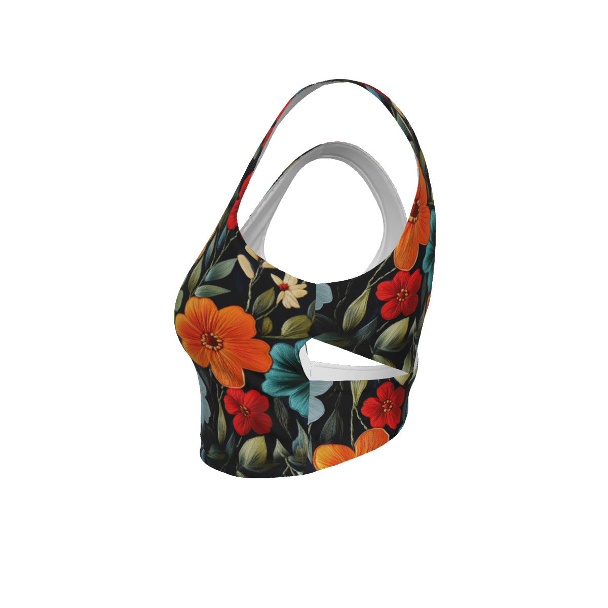 Yoga Embrodery Print, Women's Back Cross Sports Bra