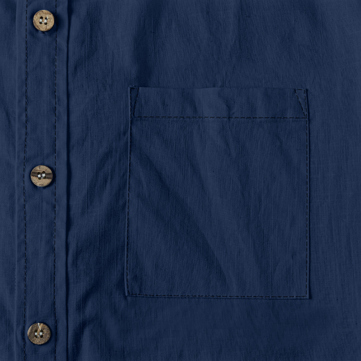 Navy Paisley Casual Lapel Long Sleeve Shirt|140GSM Slub Cotton