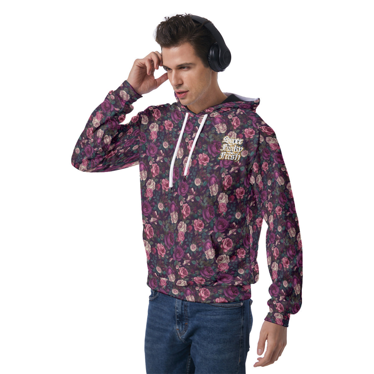 Purple and Pink Roses Pullover Hoodie
