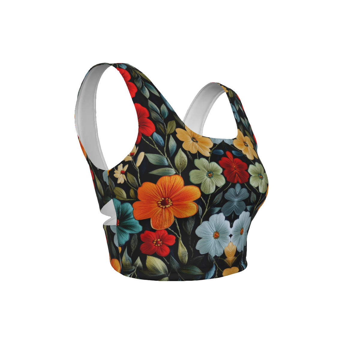 Yoga Embrodery Print, Women's Back Cross Sports Bra
