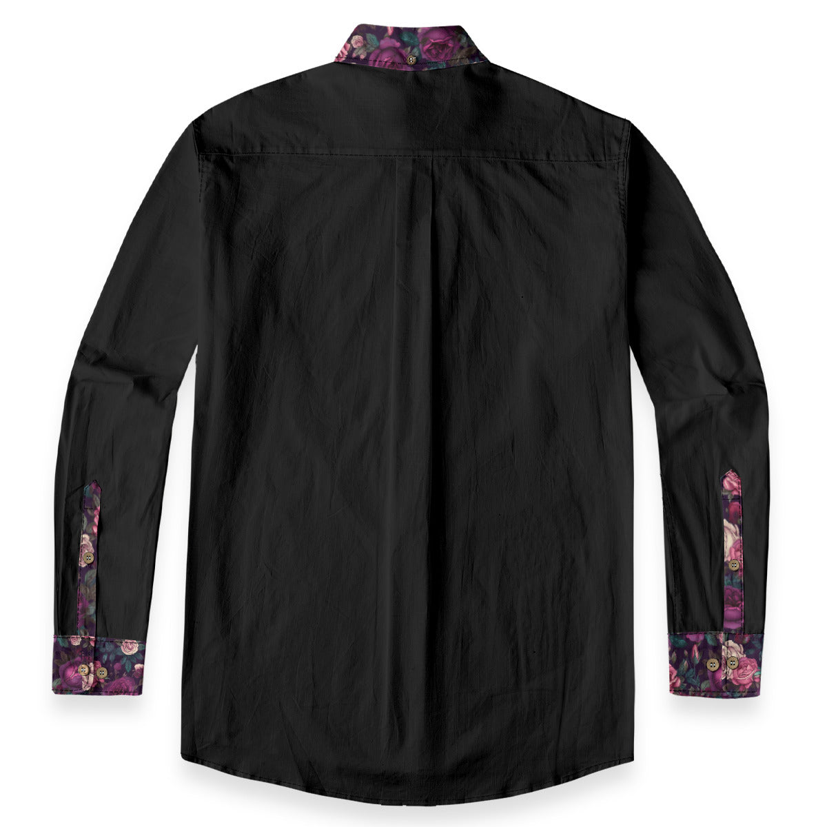 Roses are Violet Casual Lapel Long Sleeve Shirt|140GSM Slub Cotton
