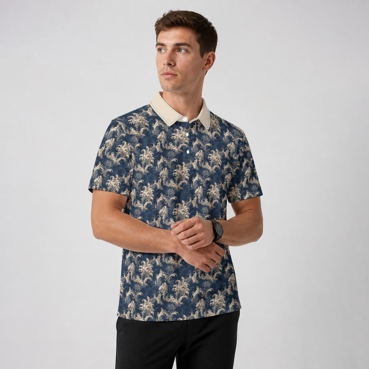 Paisley Print Men's Polo Shirt|Bonded Seam