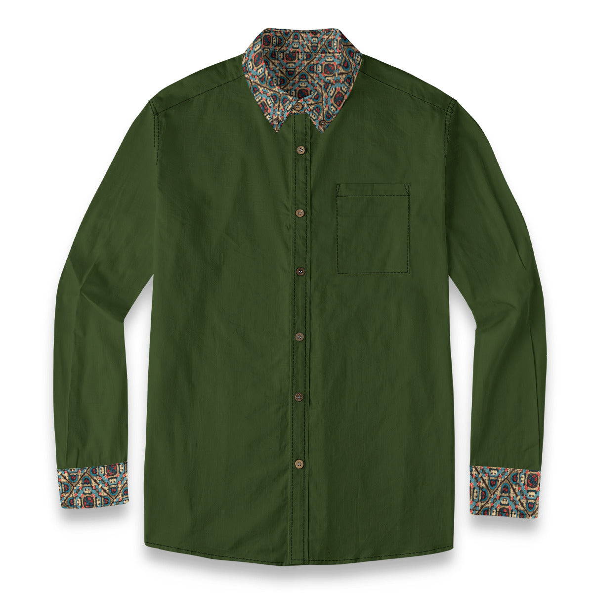 Clover Casual Lapel Long Sleeve Shirt|140GSM Slub Cotton