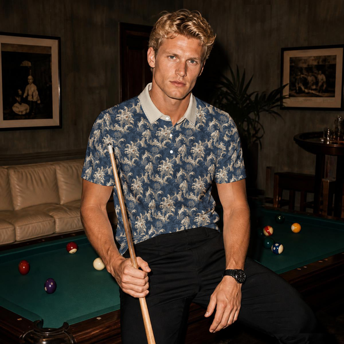 Paisley Print Men's Polo Shirt|Bonded Seam