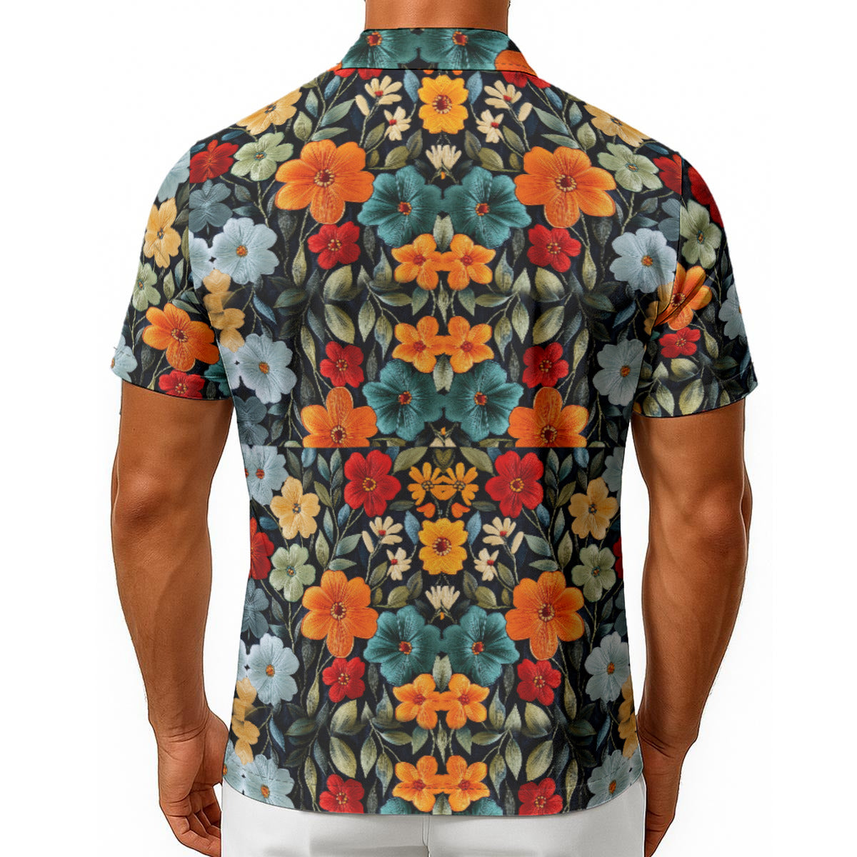 All-Over Print Men's Hawaiian Shirt With Button Closure