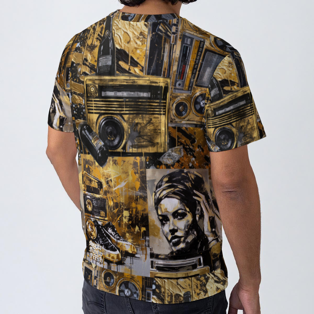 Gold and Black Mod Pop Men's O-Neck T-Shirt | 190GSM Cotton
