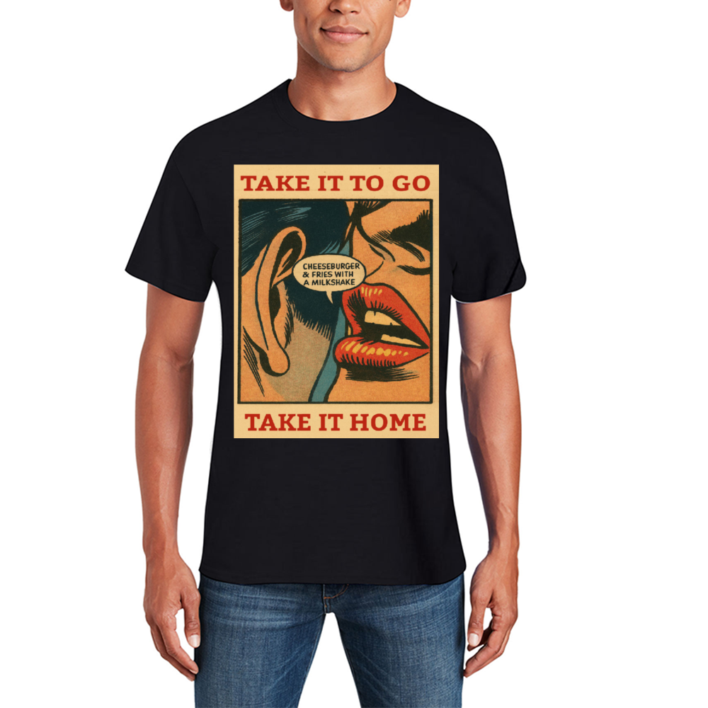 Take it Home, Take it to Go [Front & Back Printing] Hamburger and a Milkshake