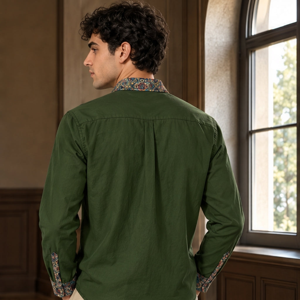 Clover Casual Lapel Long Sleeve Shirt|140GSM Slub Cotton