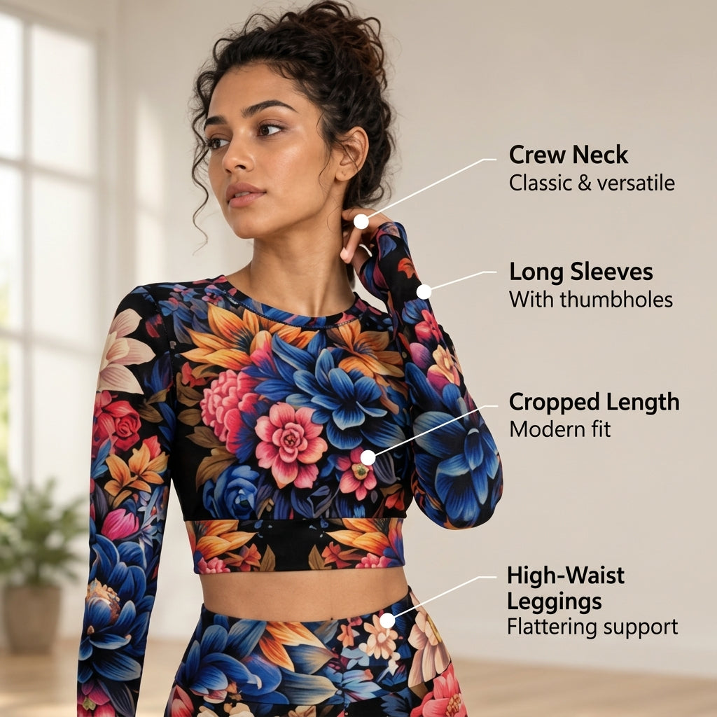 Bouquet of Flowers Women's Sport Set With Backless Top And Leggings