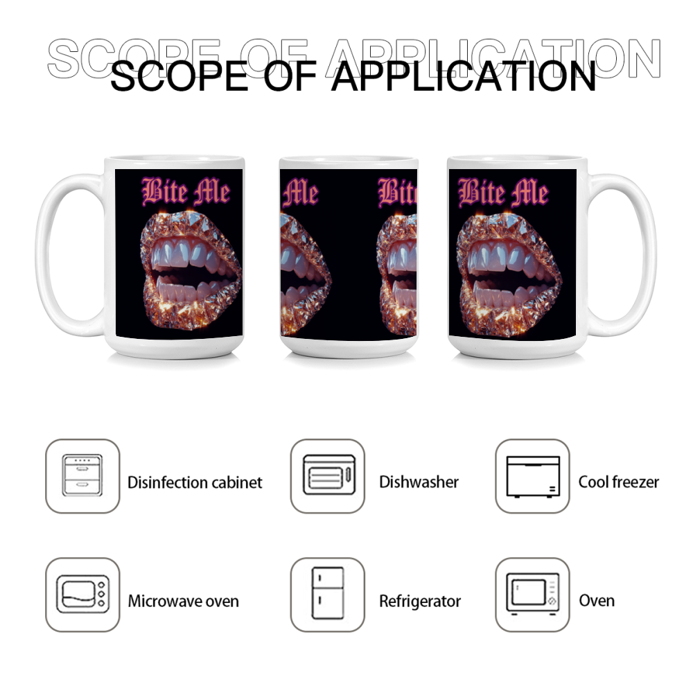 Bite Me Drinkware 15 Oz White Ceramic Coffee Mug