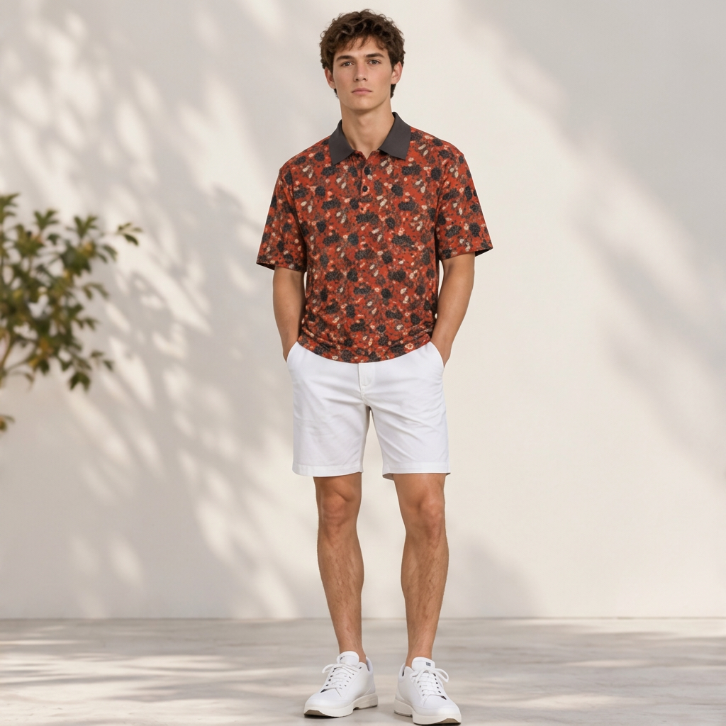 Red and Black Motorcylce Theme Two-Piece Collar Polo Shirt|Bonded Seam
