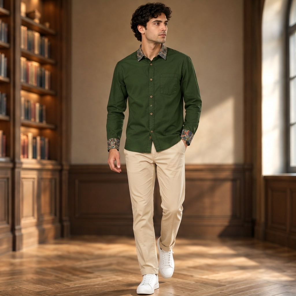 Clover Casual Lapel Long Sleeve Shirt|140GSM Slub Cotton