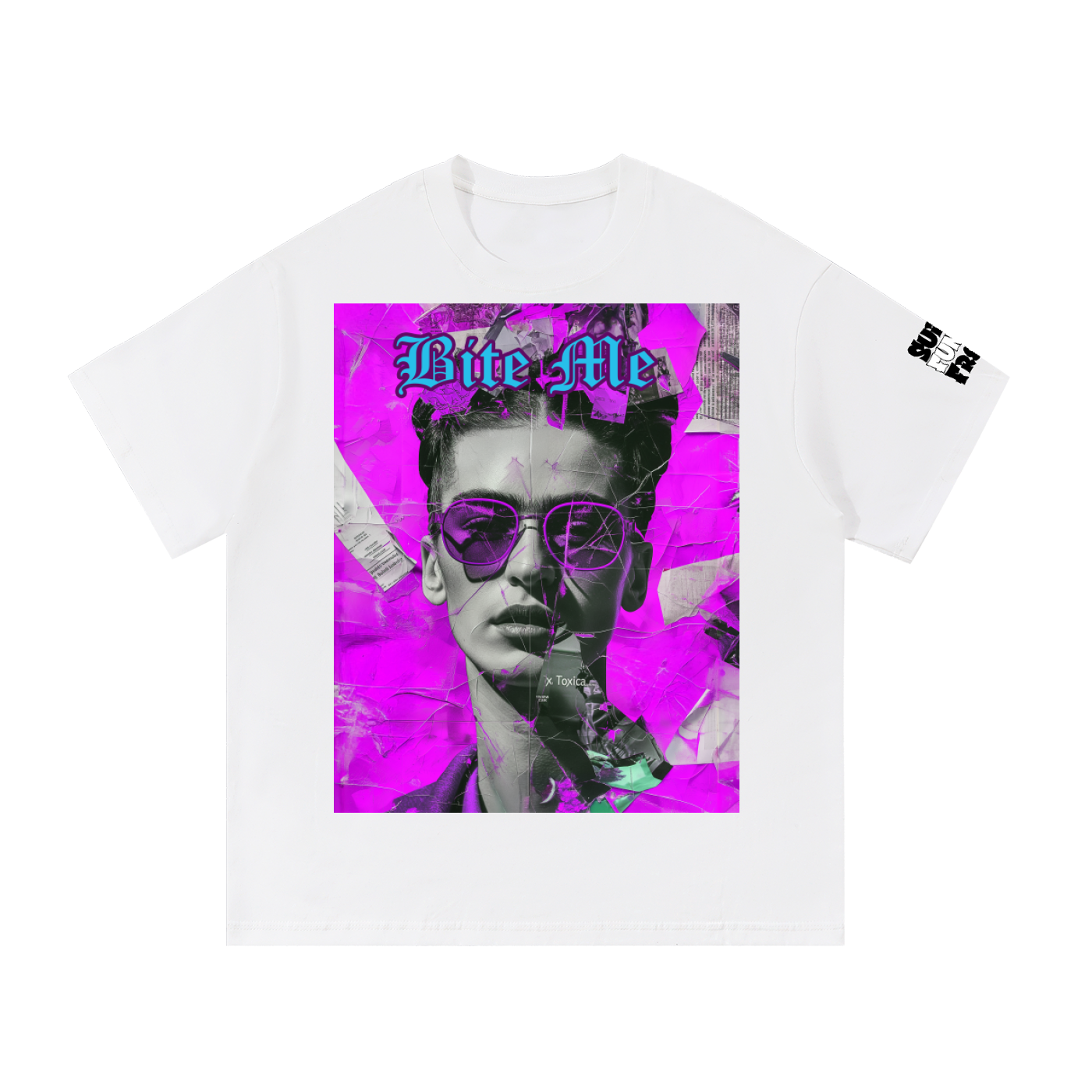 Bite Me Purple on Cotton T-Shirt
