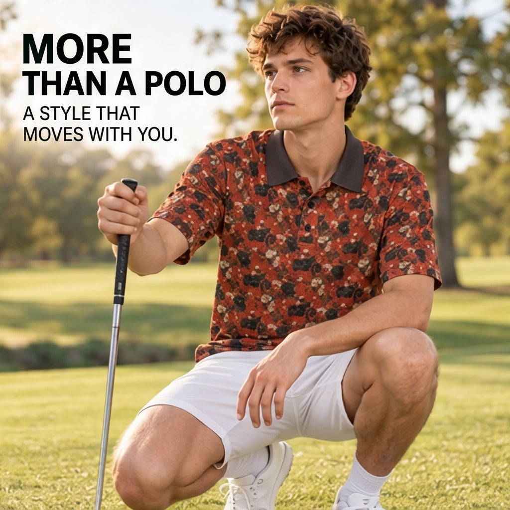 Red and Black Motorcylce Theme Two-Piece Collar Polo Shirt|Bonded Seam