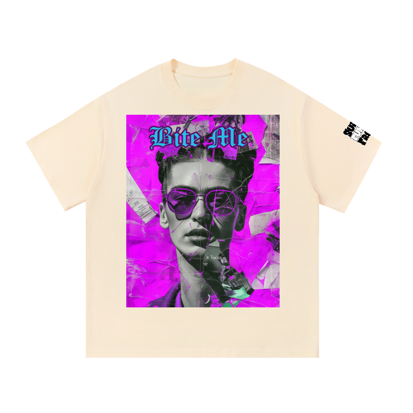 Bite Me Purple on Cotton T-Shirt