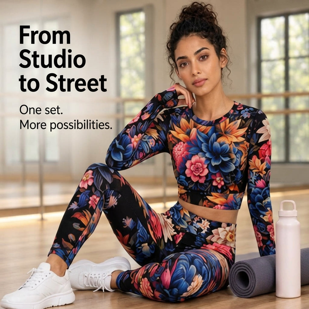 Bouquet of Flowers Women's Sport Set With Backless Top And Leggings