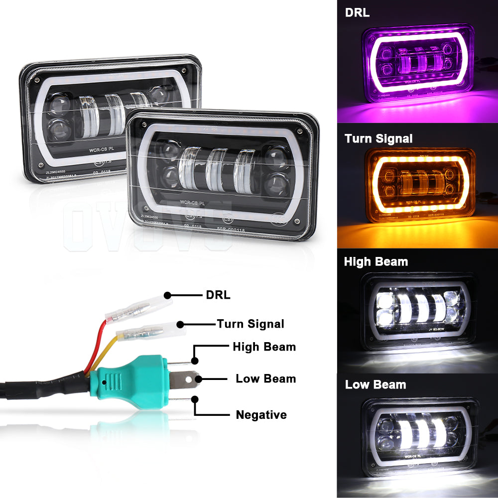 OVOVS Newest 55w Angel Eyes DRL Turning Light Truck 4X6